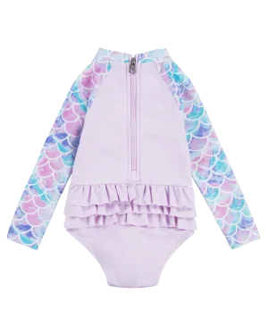 Hurley Clothing Mädchen Rüschen-Einteiler Badeanzug in Helllila