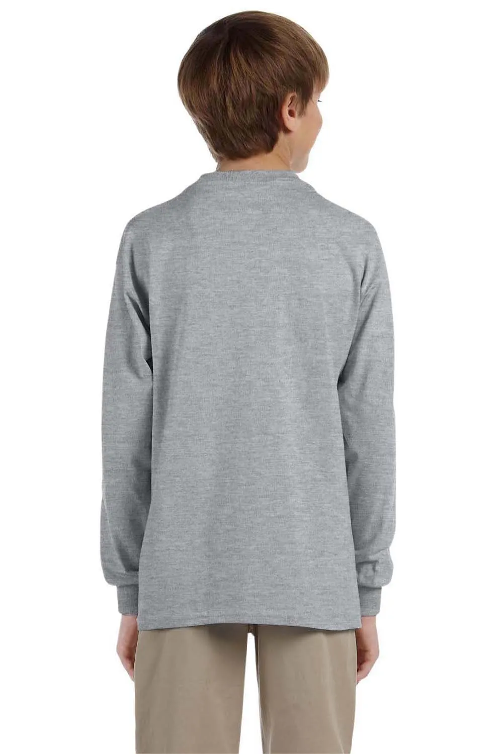 Jerzees Youth Dri-Power Feuchtigkeitstransport Langarm Rundhals T-Shirt - Heather Grey