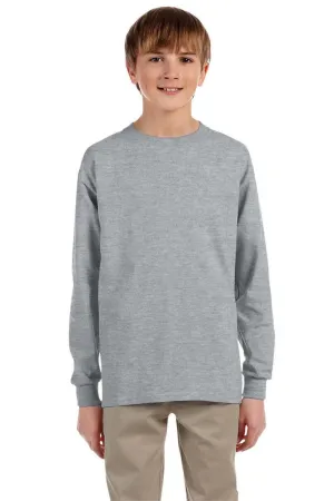 Jerzees Youth Dri-Power Feuchtigkeitstransport Langarm Rundhals T-Shirt - Heather Grey