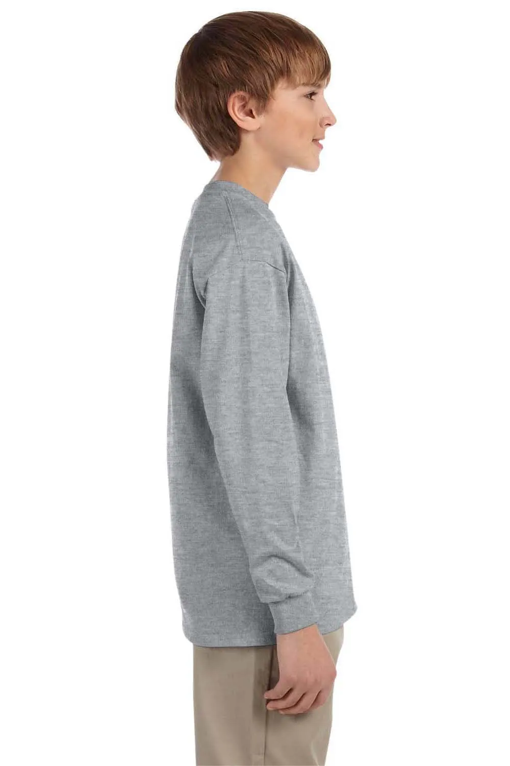 Jerzees Youth Dri-Power Feuchtigkeitstransport Langarm Rundhals T-Shirt - Heather Grey