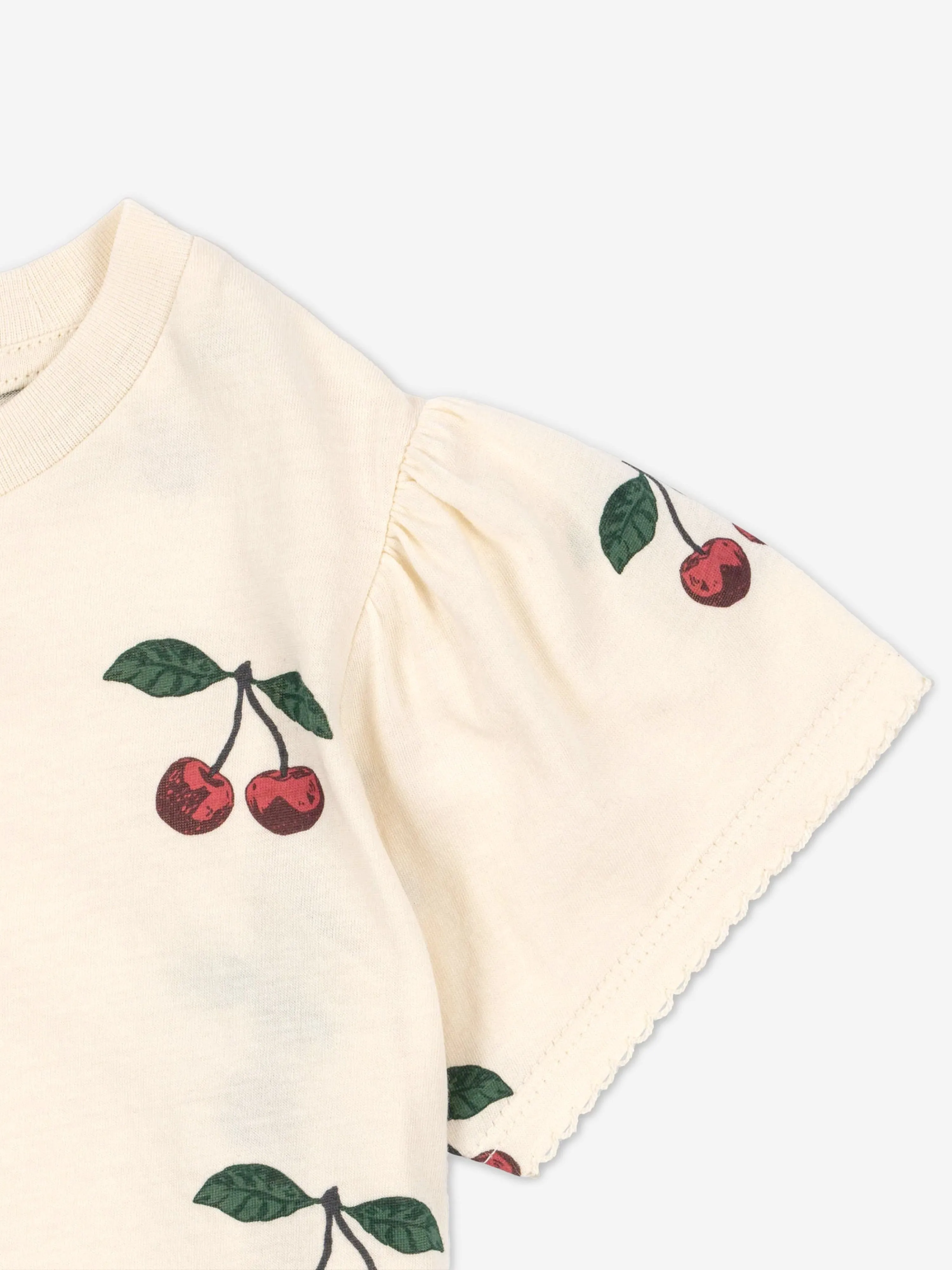 Konges Sl?jd Mädchen Famo Puff Kirsch T-Shirt in Elfenbein