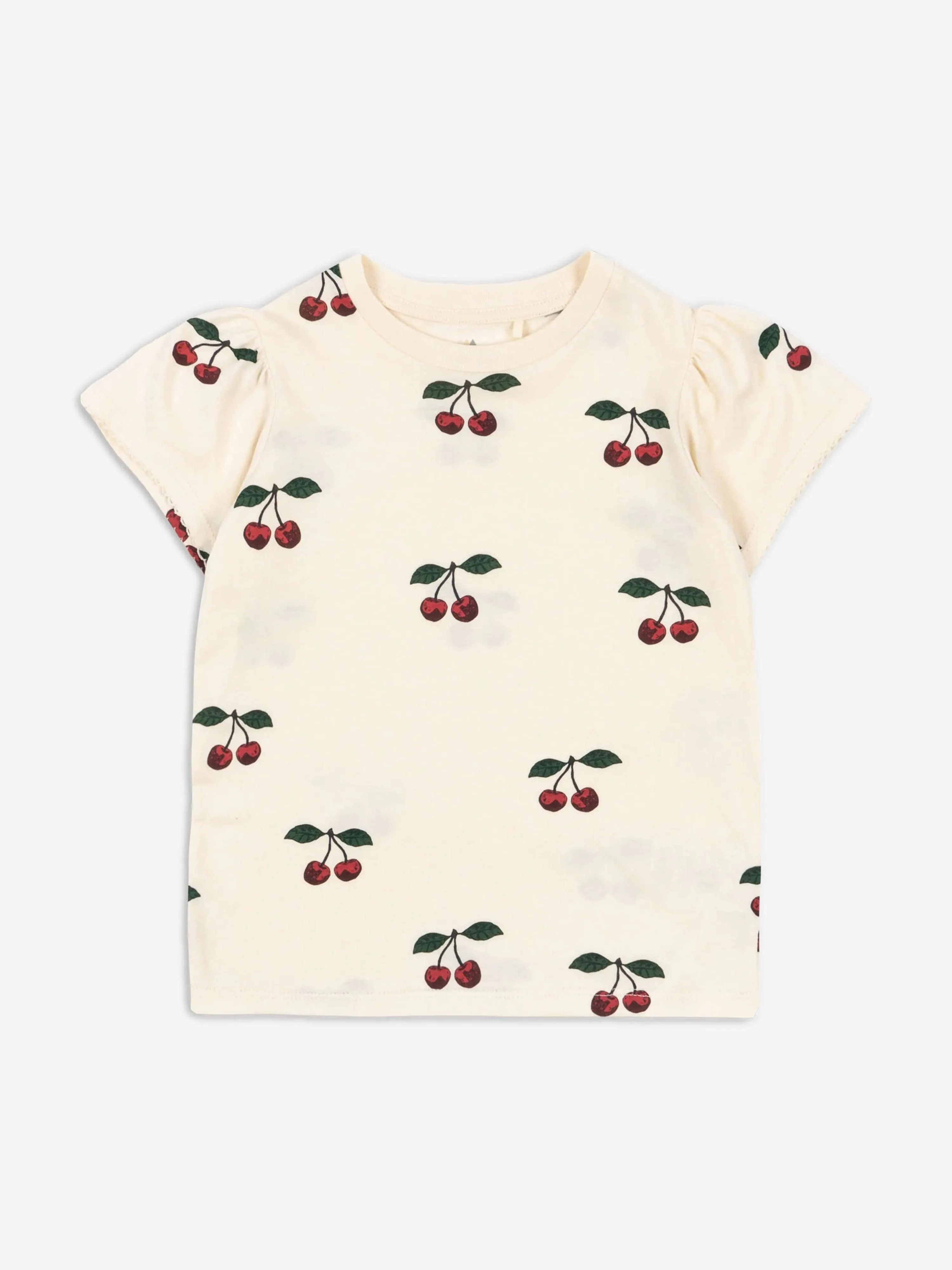 Konges Sl?jd Mädchen Famo Puff Kirsch T-Shirt in Elfenbein