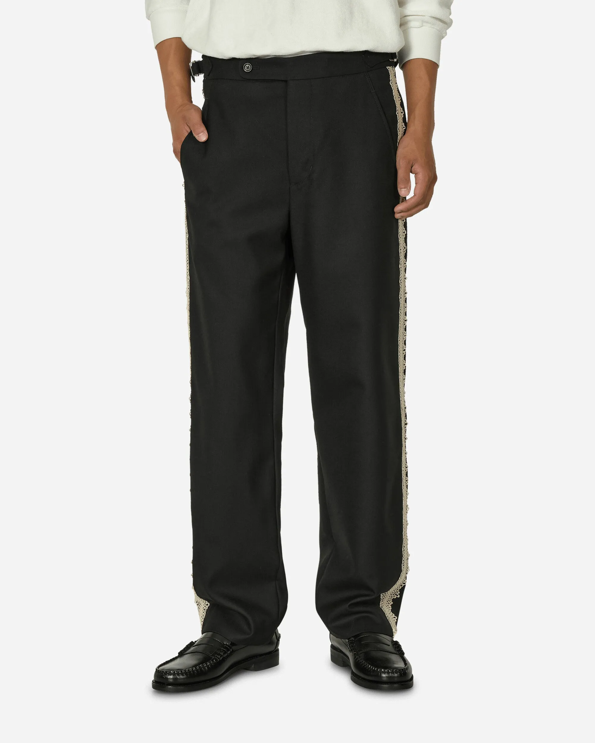 Lacework Seitliche Schnallen Hose Schwarz