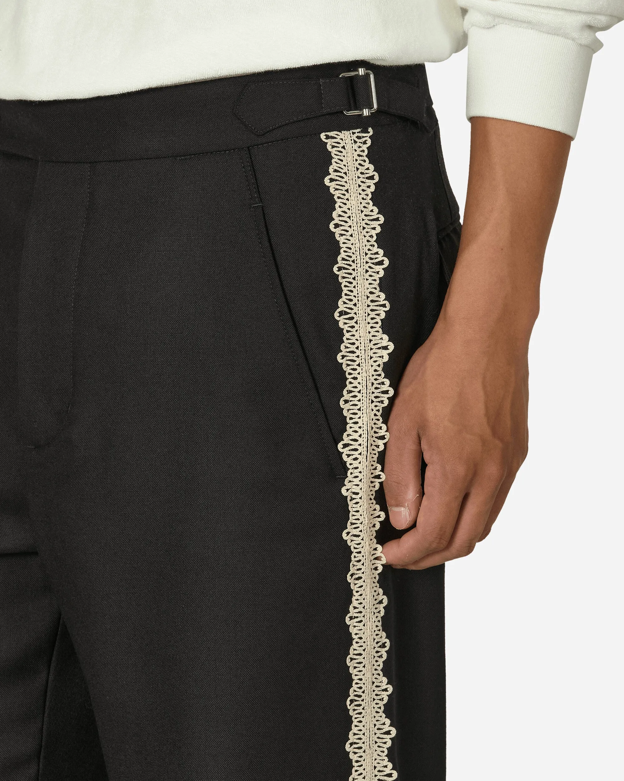 Lacework Seitliche Schnallen Hose Schwarz