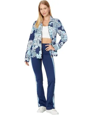 Lilly Pulitzer Carpe Vita Legging Damen Größte S Marine Blumenmuster Dehnbar Weit Geschnitten ERK136