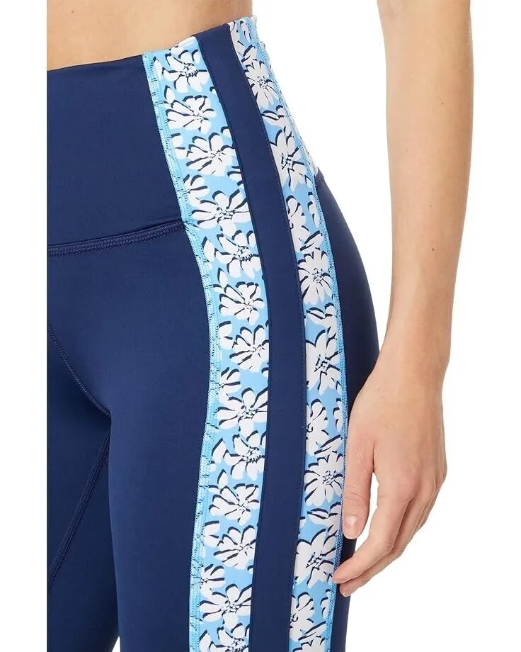 Lilly Pulitzer Carpe Vita Legging Damen Größte S Marine Blumenmuster Dehnbar Weit Geschnitten ERK136