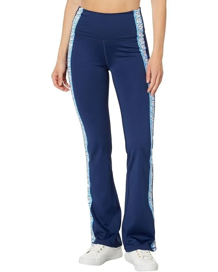 Lilly Pulitzer Carpe Vita Legging Damen Größte S Marine Blumenmuster Dehnbar Weit Geschnitten ERK136