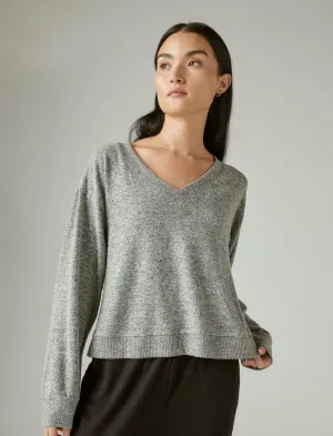 Lucky Brand Cloud Jersey Langarm V-Ausschnitt Top Heather Grey Lucky Brand