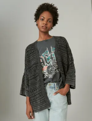 Lucky Brand Crochet Cardigan Dunkel Schwarz Acid Wash Lucky Brand