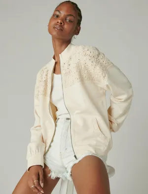 Lucky Brand Cardigan mit Häkelkante in Sand Dollar Farbe Lucky Brand