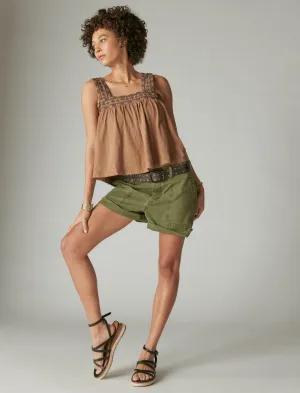 Lucky Brand Besticktes Tanktop mit quadratischem Ausschnitt - Geröstete Kokosnuss Lucky Brand