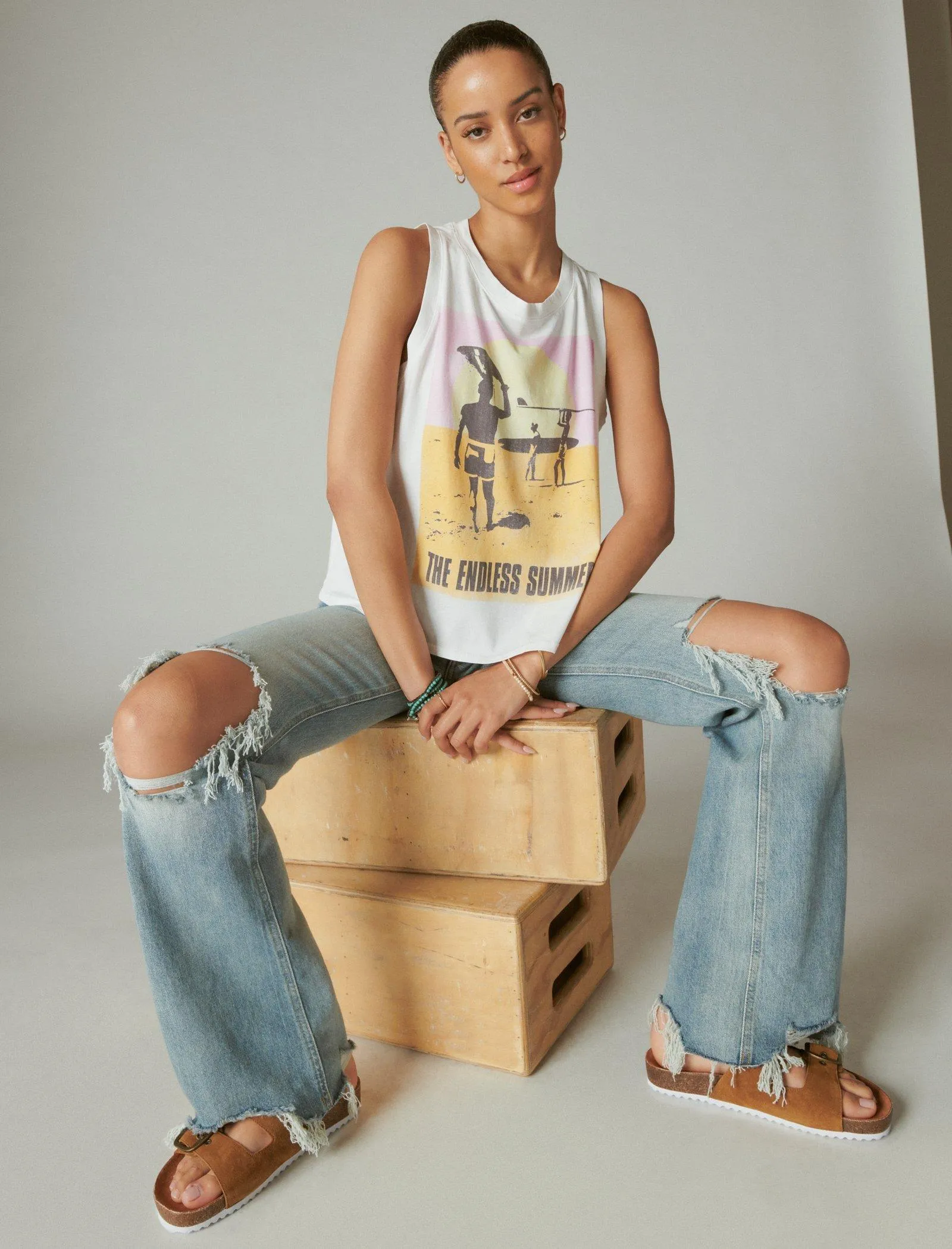 Lucky Brand Endless Summer Tank Top Strahlendes Weiß Lucky Brand