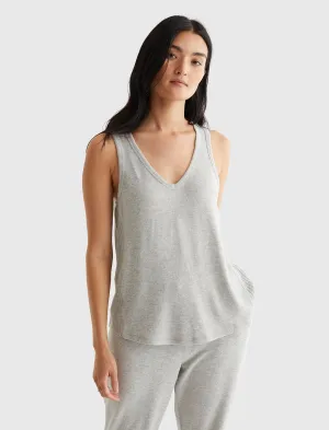 Lucky Brand Hacci Sommer Rippen Tanktop Heather Grau Lucky Brand