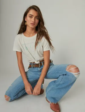 Lucky Brand Hamsa Skizze Crew T-Shirt Blanc De Blanc Lucky Brand