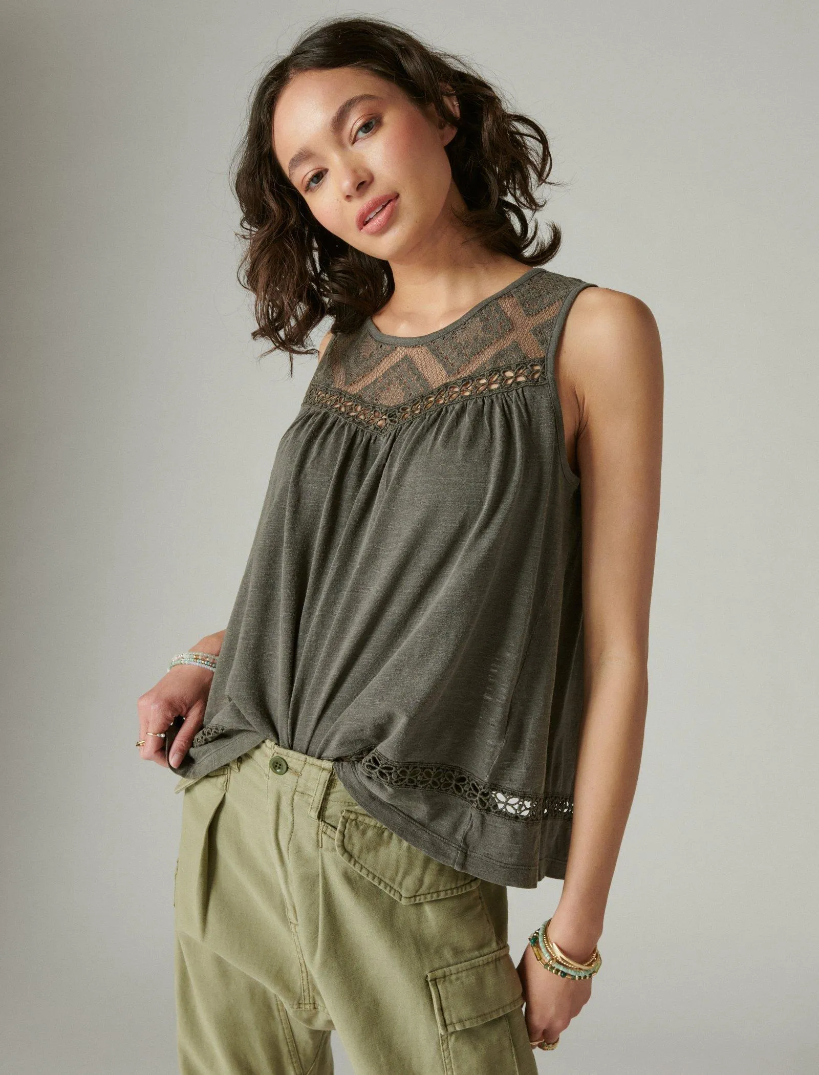 Lucky Brand Spitzenbesatz Tanktop Raven Lucky Brand