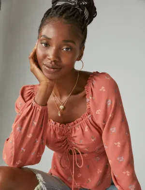 Lucky Brand Langarm-Oberteil mit Druck Etruskisch Rot Multi Lucky Brand