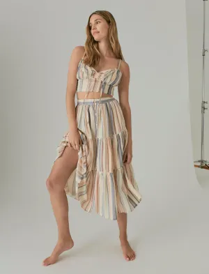 Lucky Brand Matchback Korsett-Top Creme Mehrfarbig Lucky Brand