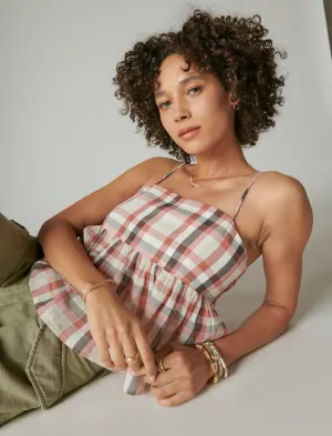 Lucky Brand Karo Babydoll Tank Top Rost Karo Lucky Brand