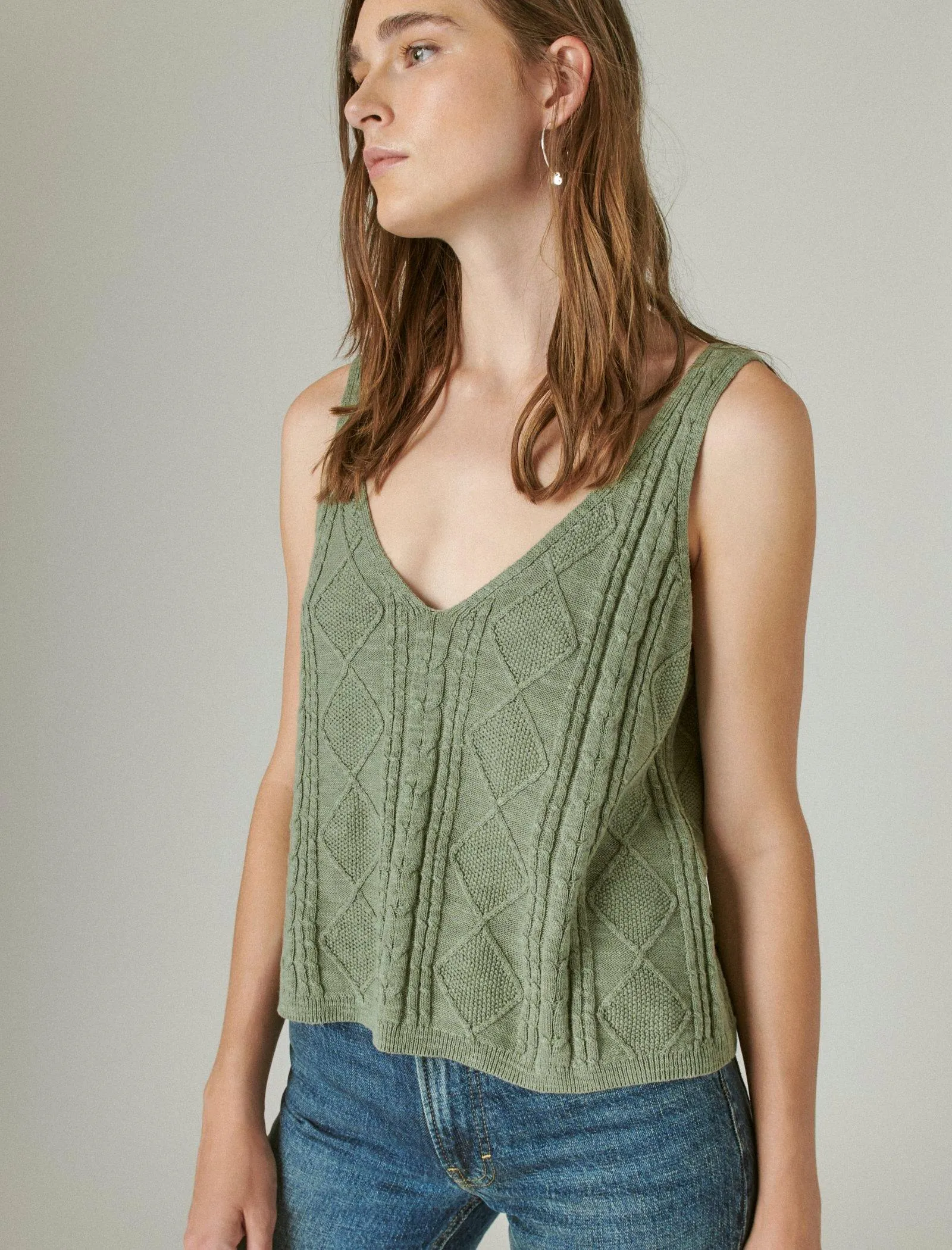 Lucky Brand Pointelle Crop Top Meerschaum Lucky Brand