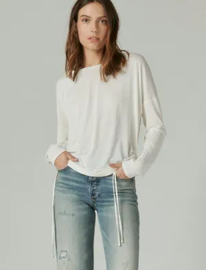 Lucky Brand Sandwash Rüschen-Langarmtop in Creme Lucky Brand