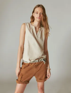 Lucky Brand Ärmelloses Popover-Hemd Creme Lucky Brand