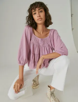 Lucky Brand Strukturiertes Langarmtop Hell Orchidee Lucky Brand