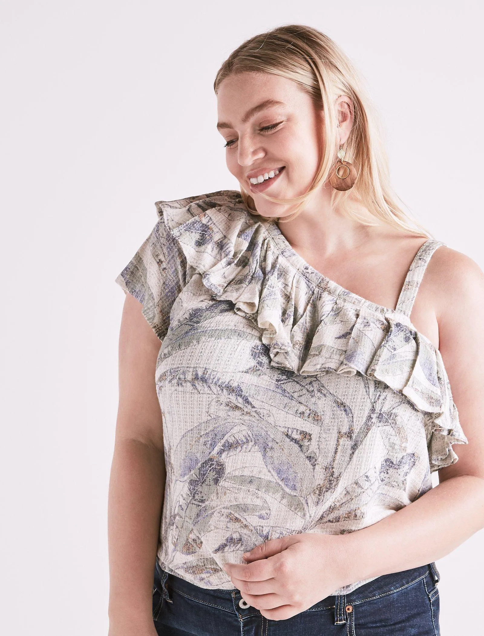 Lucky Brand Tropisches Ein-Schulter-Top Natur Mehrfarbig Lucky Brand
