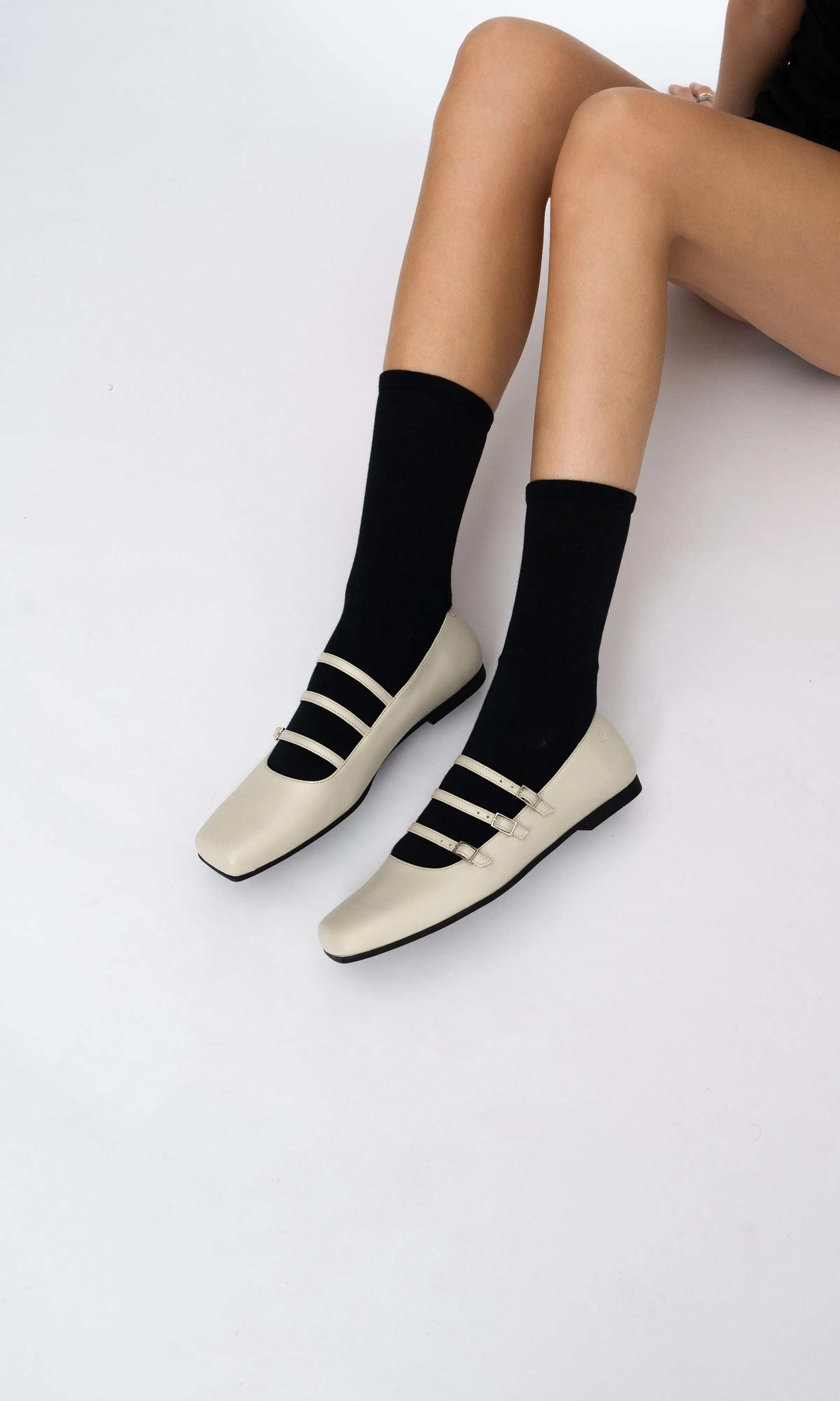 Maria II Vegane Apfel-Leder Ballettschuhe | Creme