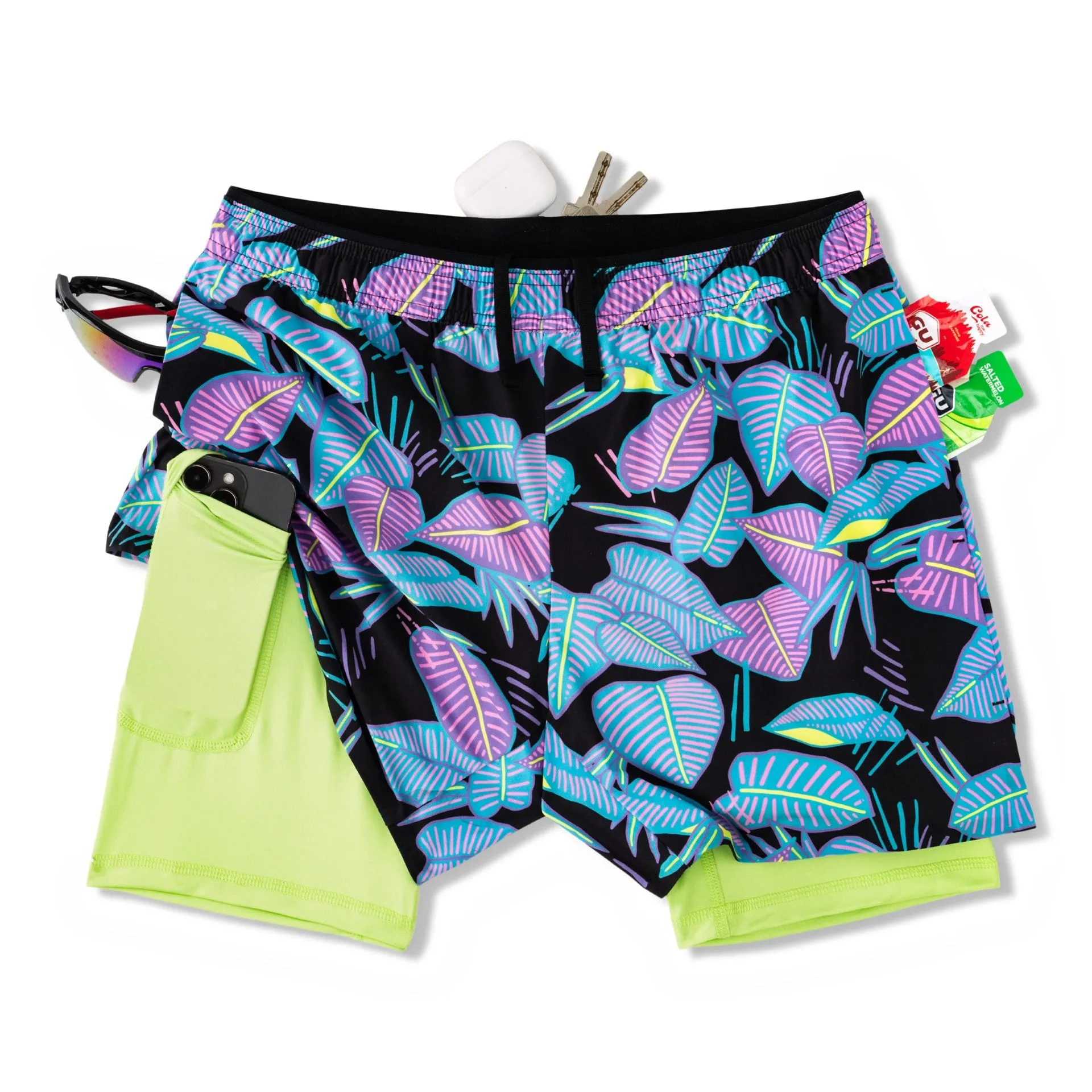 Mens Johnnie-O Chubbies 5,5-Zoll The Fluorescent Funk Trainingsshorts - Schwarz - Musterbasis (Karo)
