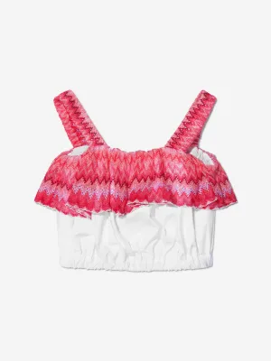 Missoni Mädchen Zickzack-Rüschenbesatz Top in Weiß