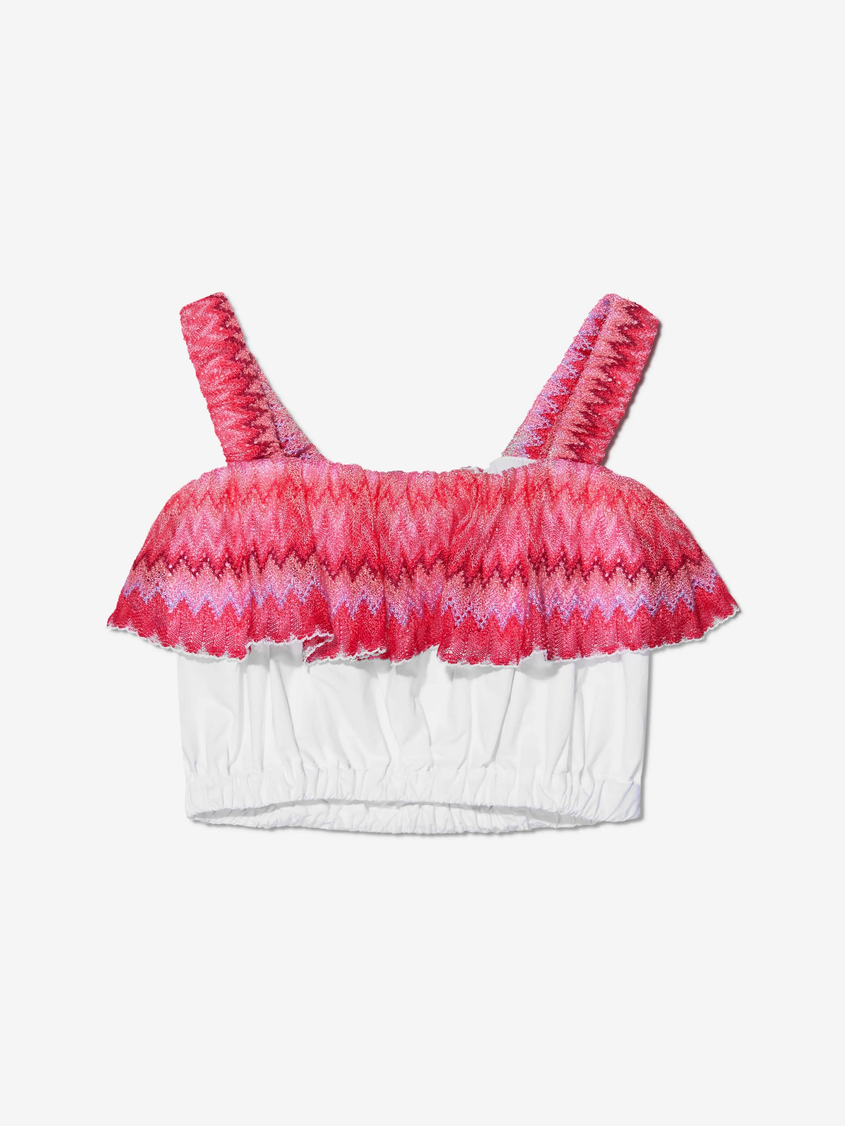 Missoni Mädchen Zickzack-Rüschenbesatz Top in Weiß