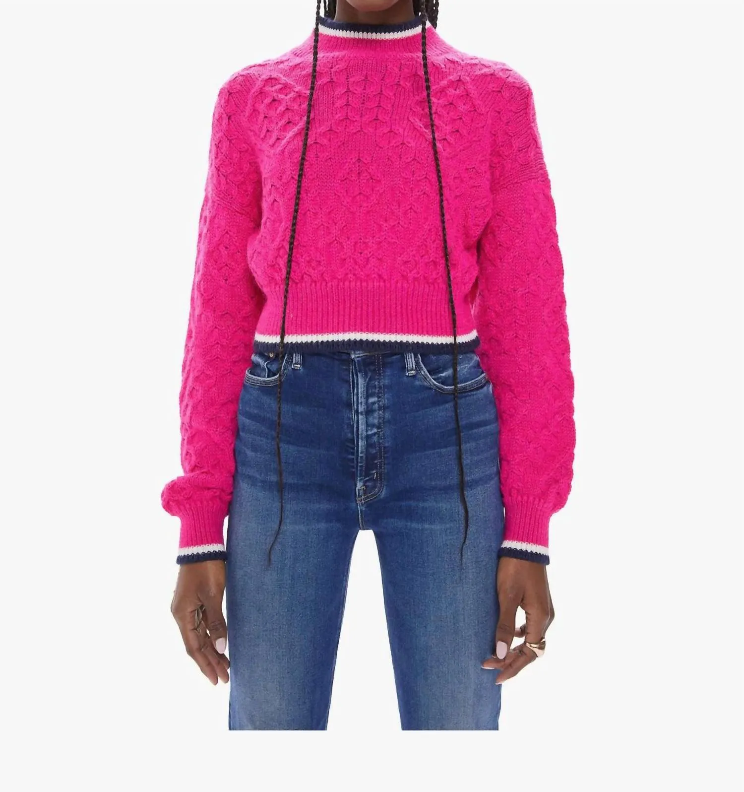Mock Neck Crop Pullover in Hellem Someday