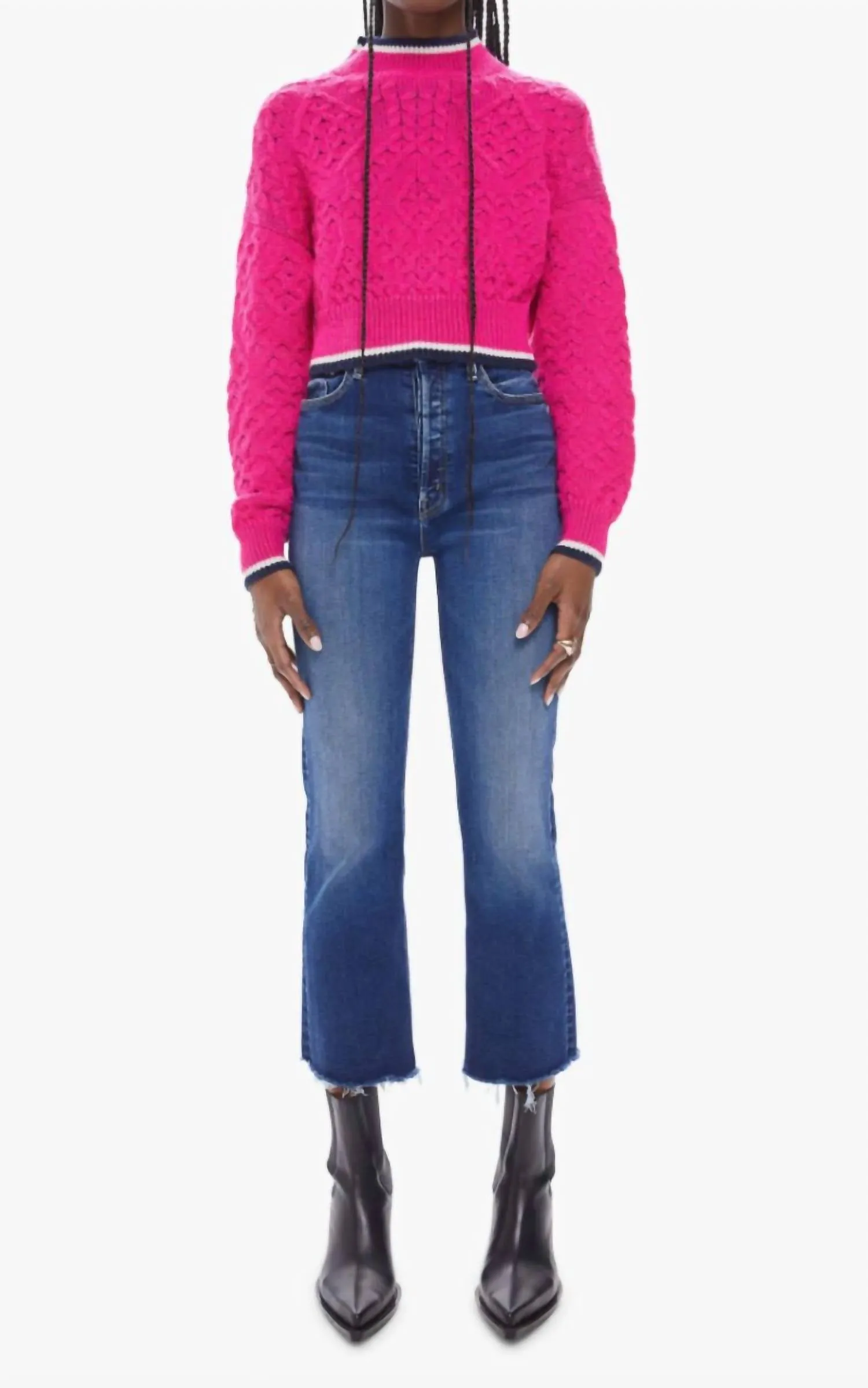 Mock Neck Crop Pullover in Hellem Someday