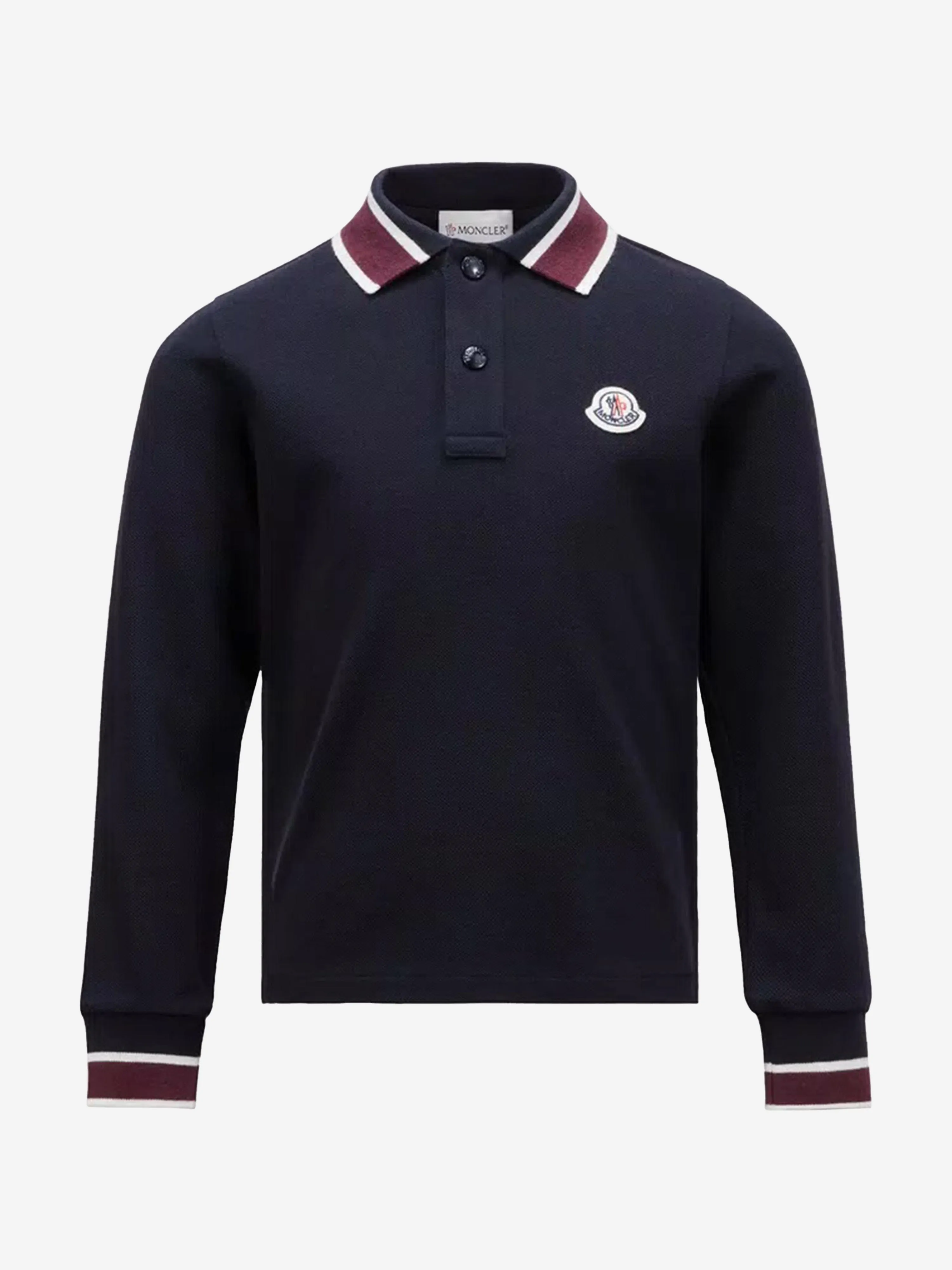 Moncler Enfant Jungen Langarm-Polohemd in Marine