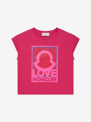 Moncler Enfant Mädchen Logo Graphic T-Shirt in Rosa