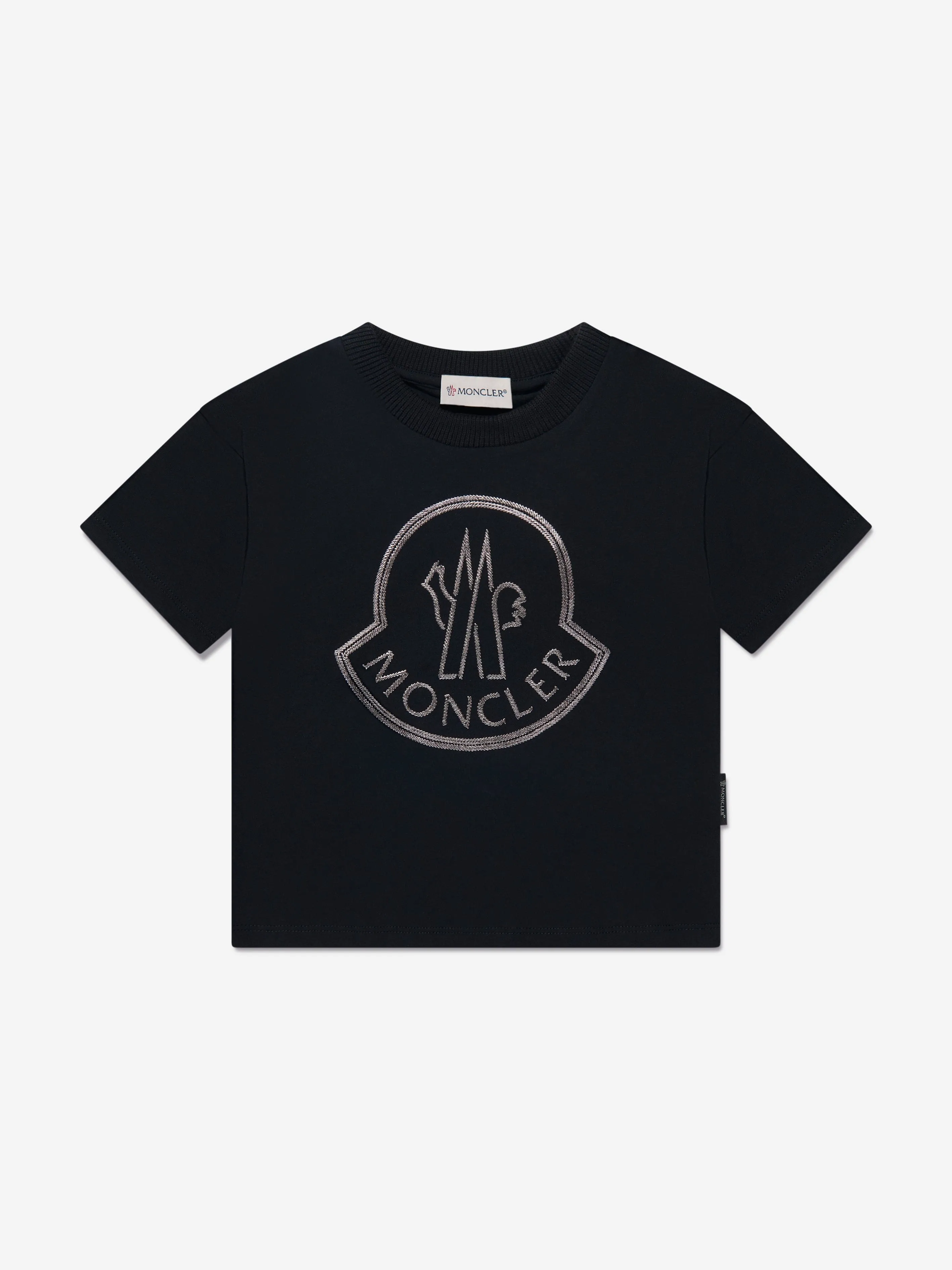 Moncler Enfant Mädchen Logo Print T-Shirt in Schwarz