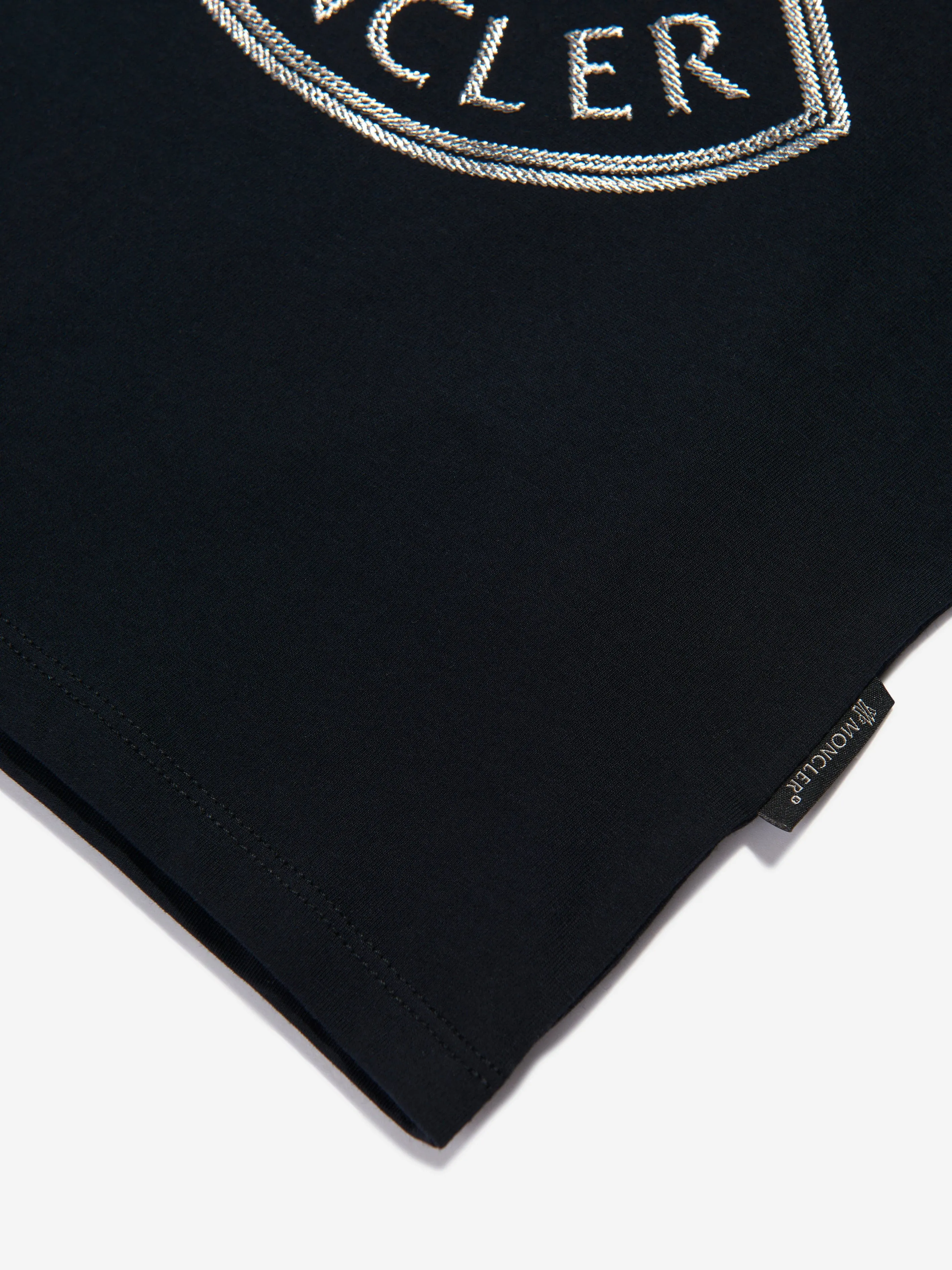 Moncler Enfant Mädchen Logo Print T-Shirt in Schwarz