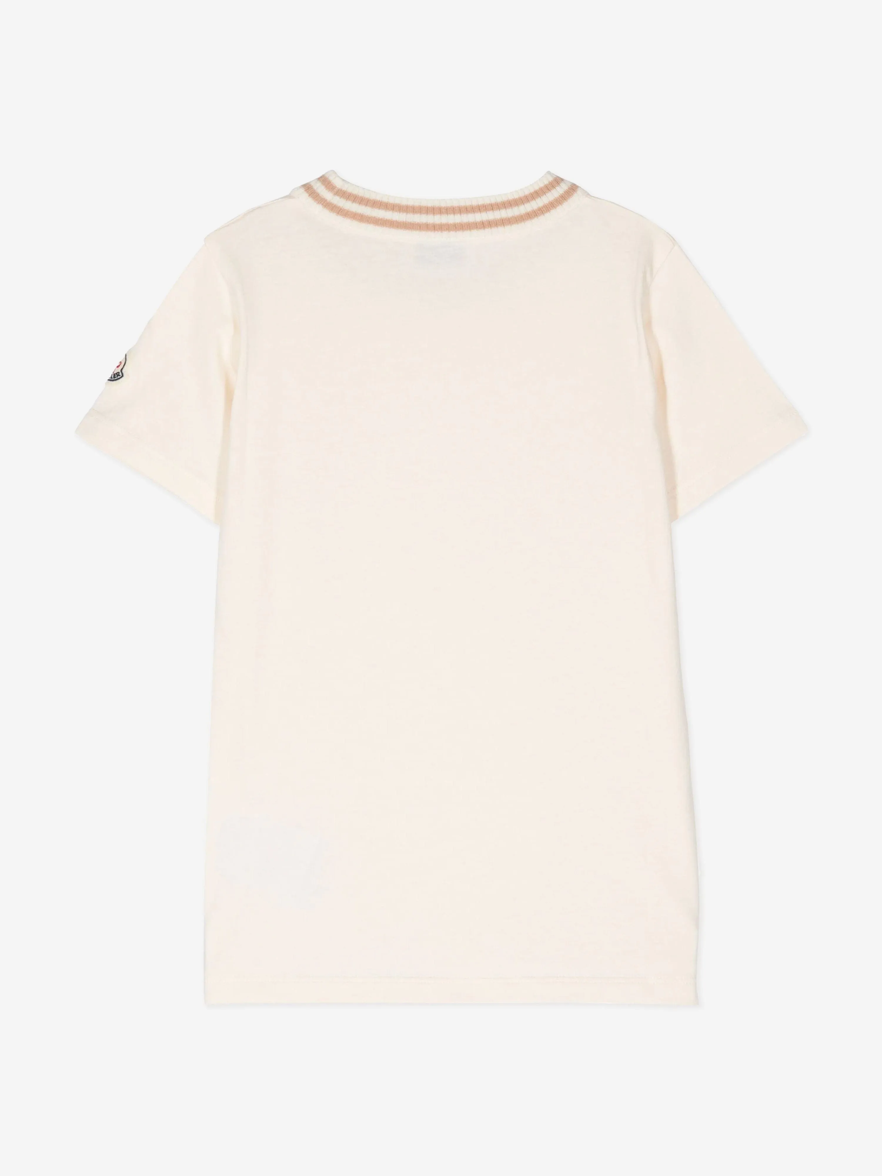 Moncler Enfant Mädchen Logo T-Shirt in Elfenbein