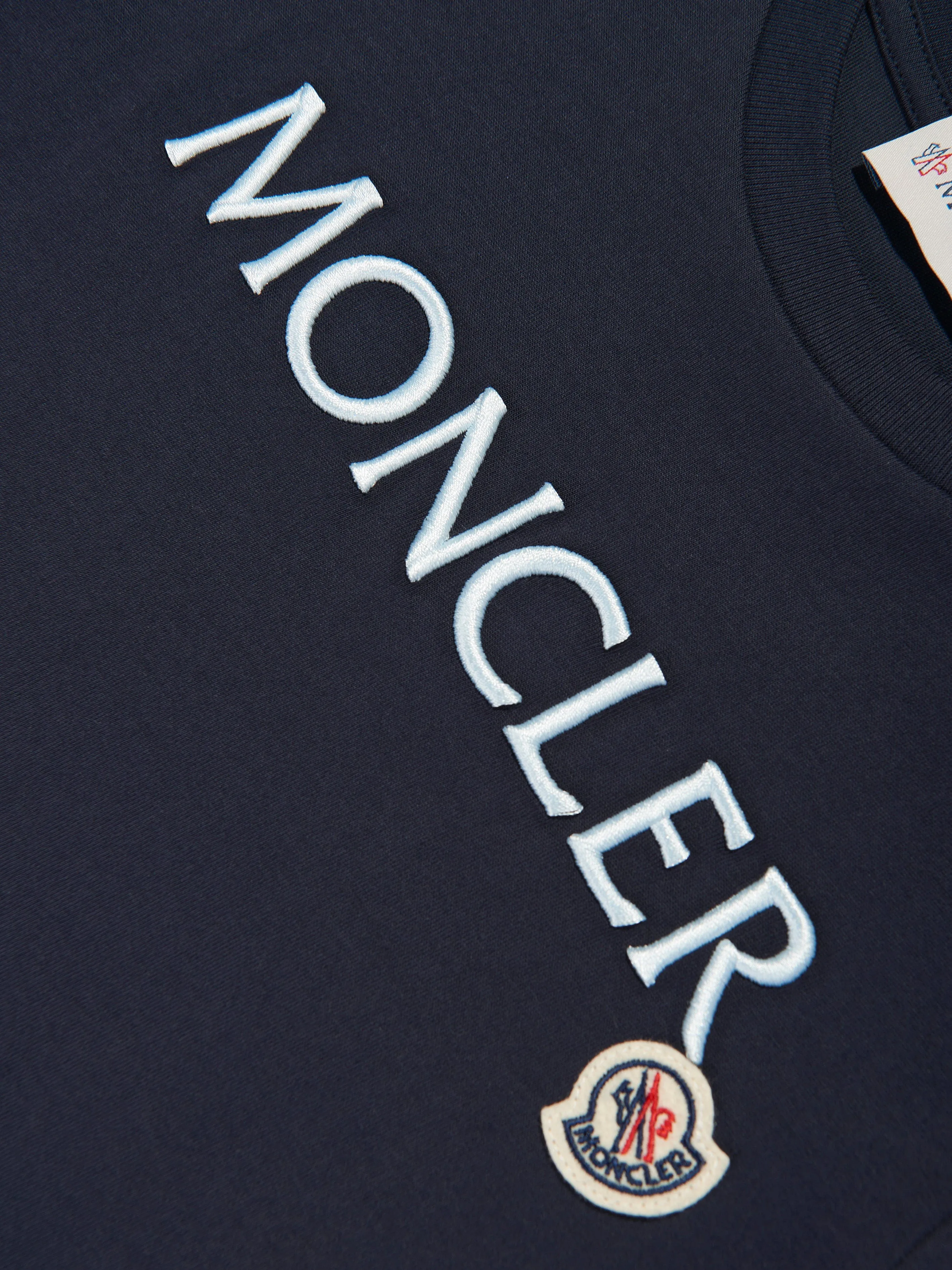 Moncler Enfant Mädchen Logo T-Shirt in Marineblau