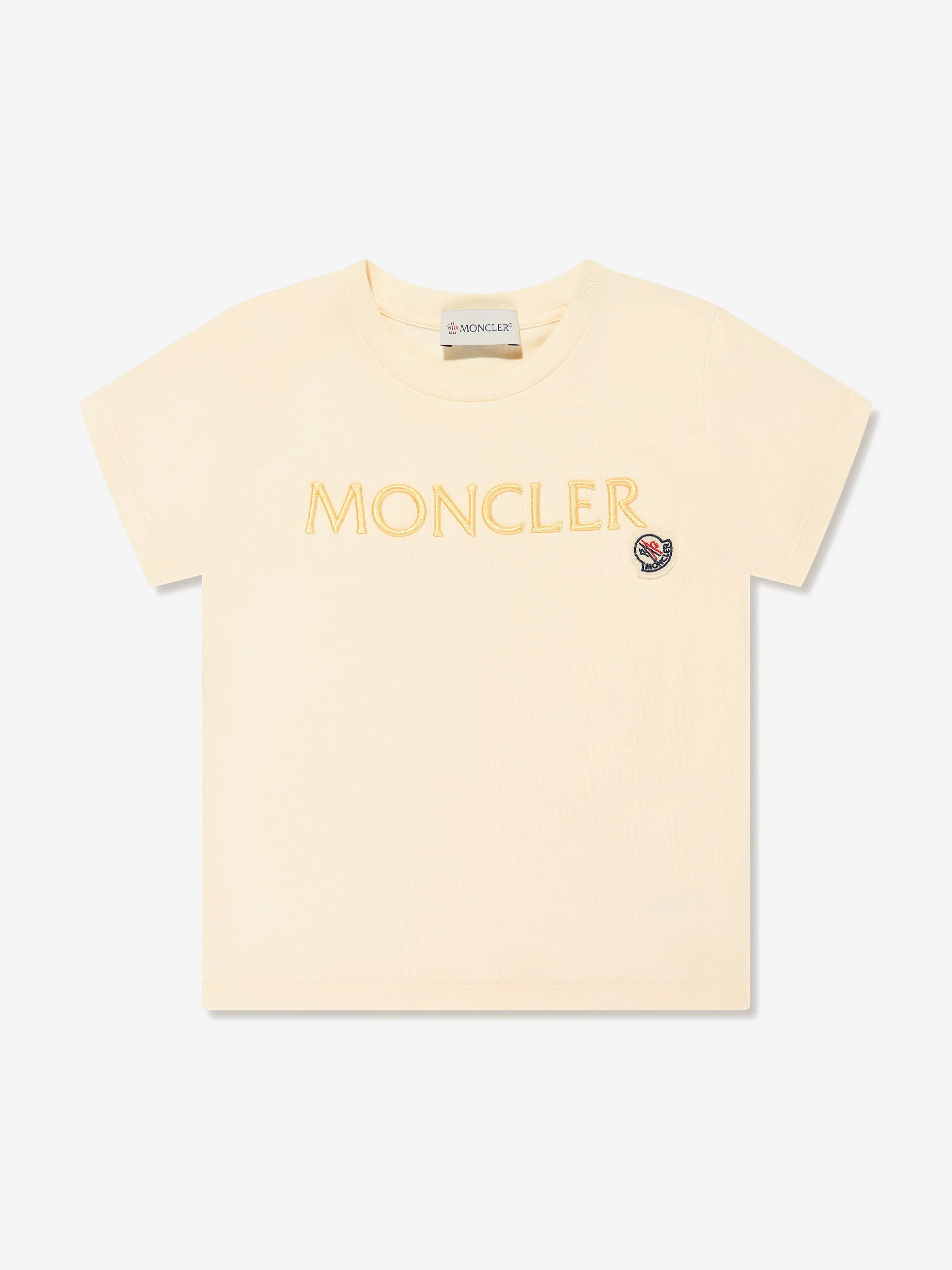 Moncler Enfant Mädchen Logo T-Shirt in Gelb