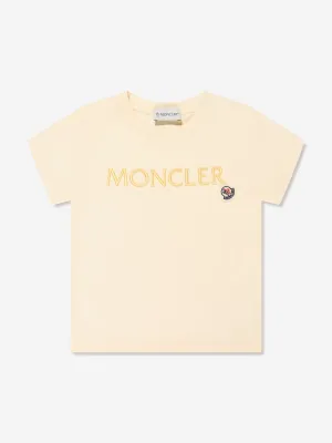 Moncler Enfant Mädchen Logo T-Shirt in Gelb