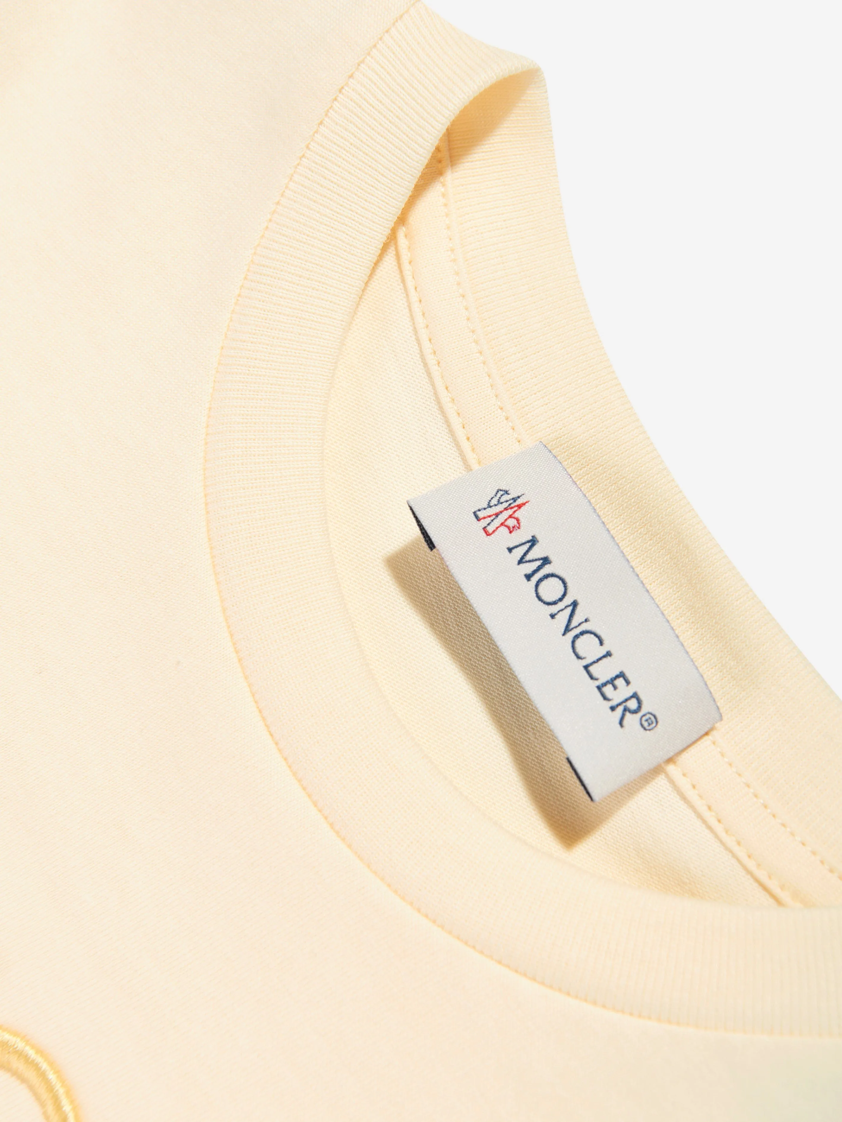 Moncler Enfant Mädchen Logo T-Shirt in Gelb