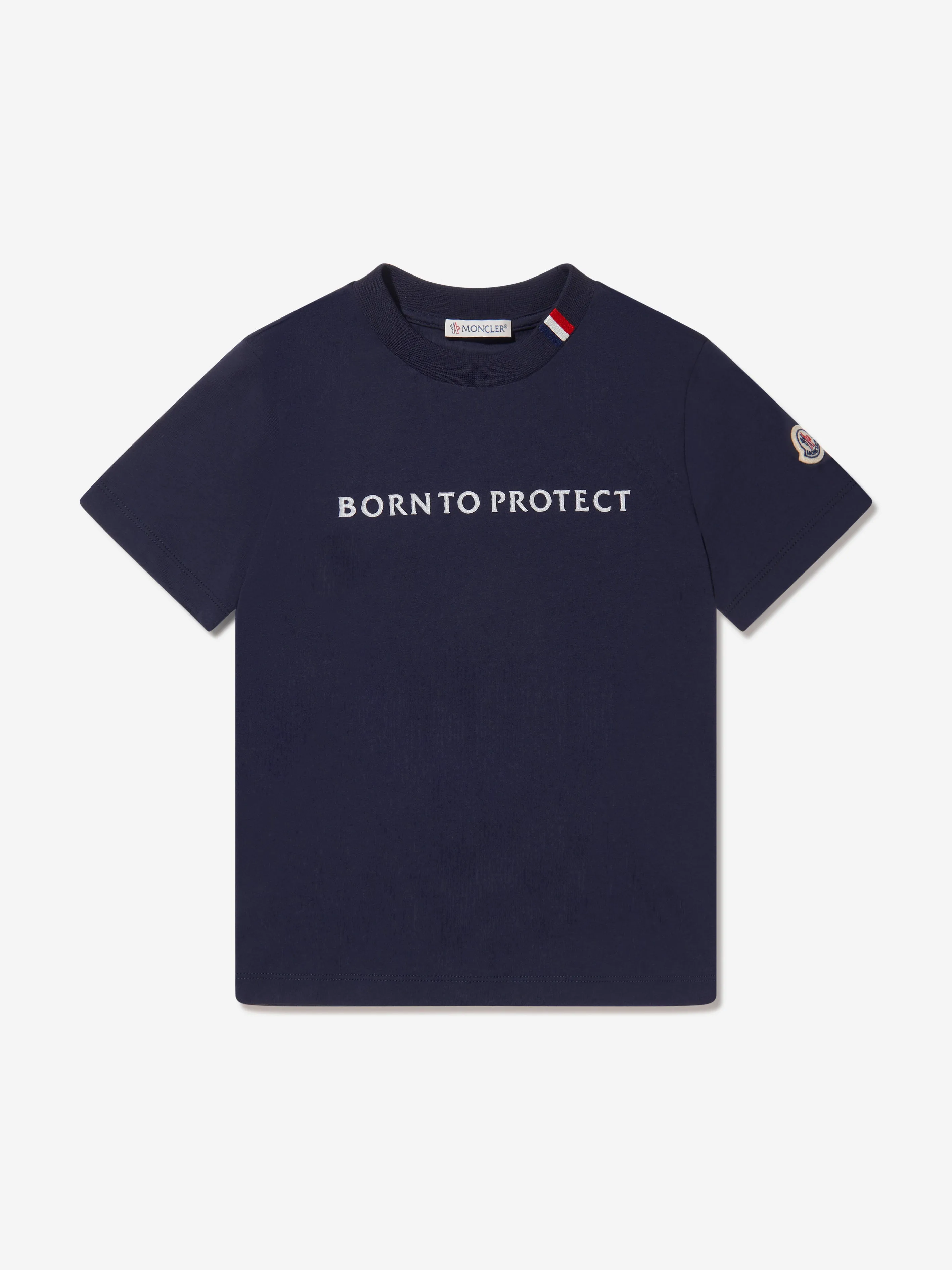 Moncler Enfant Kids Born To Protect T-Shirt in Marineblau