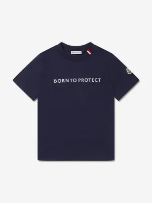 Moncler Enfant Kids Born To Protect T-Shirt in Marineblau