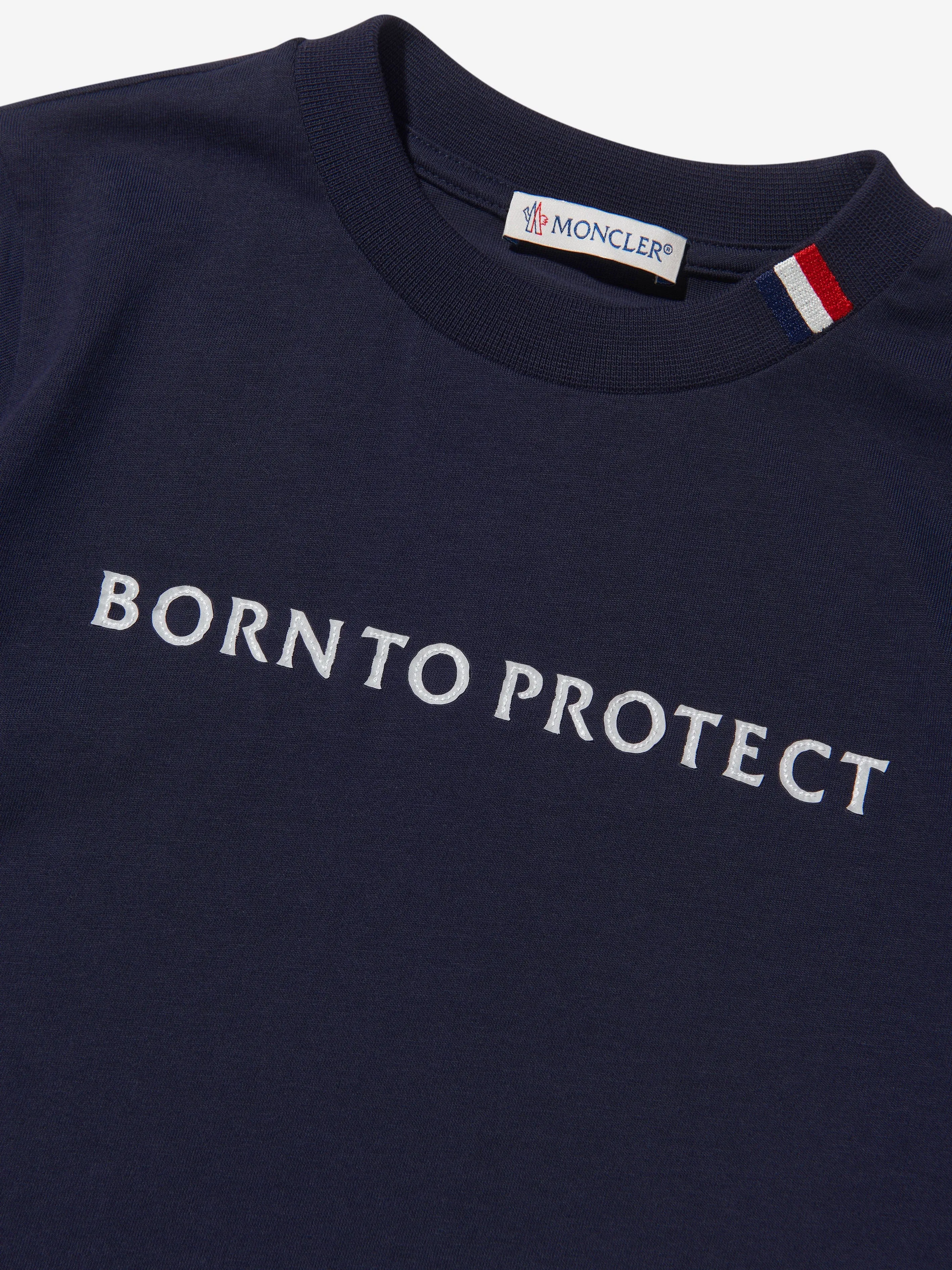 Moncler Enfant Kids Born To Protect T-Shirt in Marineblau
