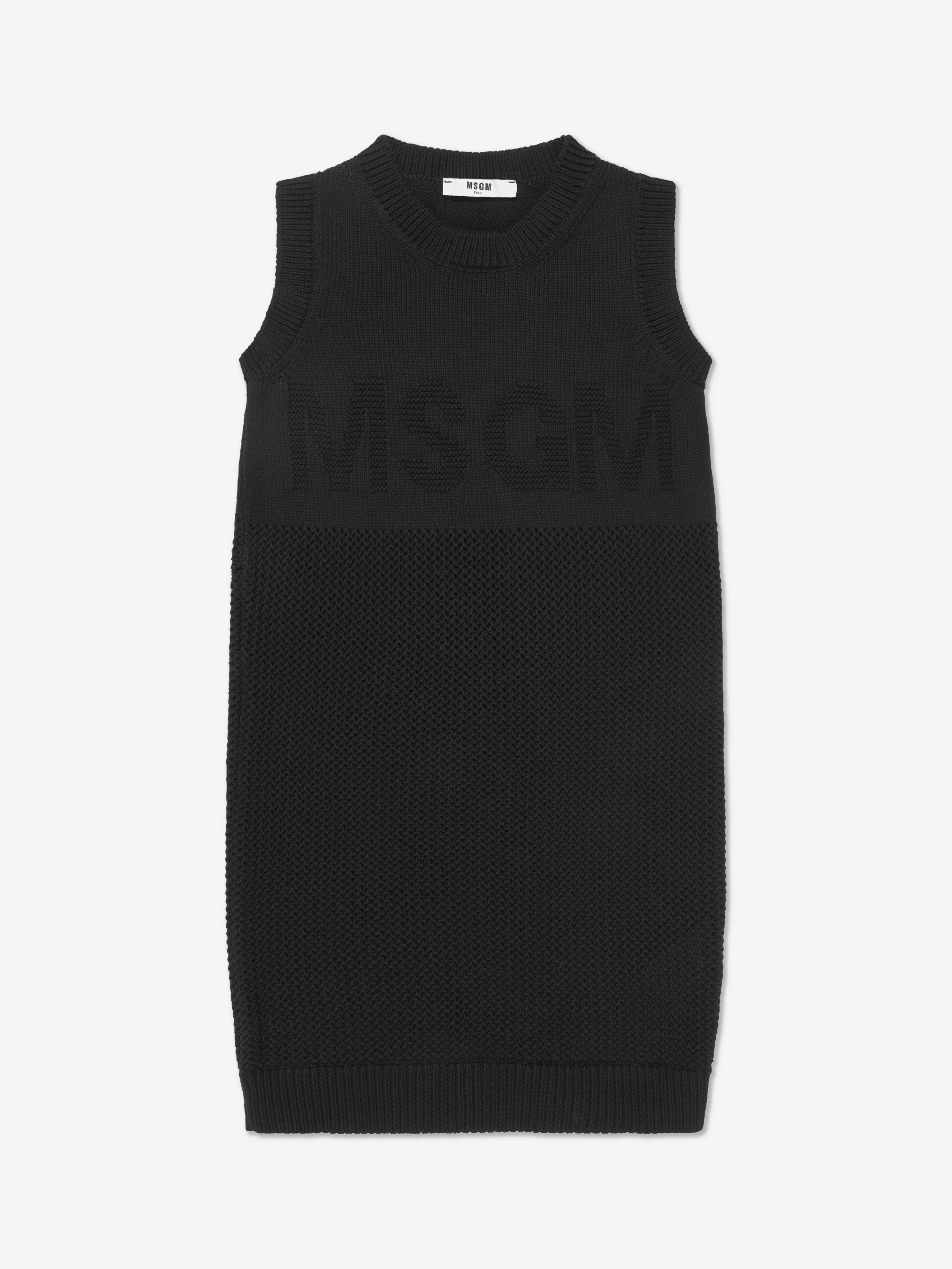 MSGM Mädchen Tank Top Logo Kleid in Schwarz