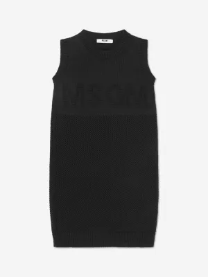 MSGM Mädchen Tank Top Logo Kleid in Schwarz
