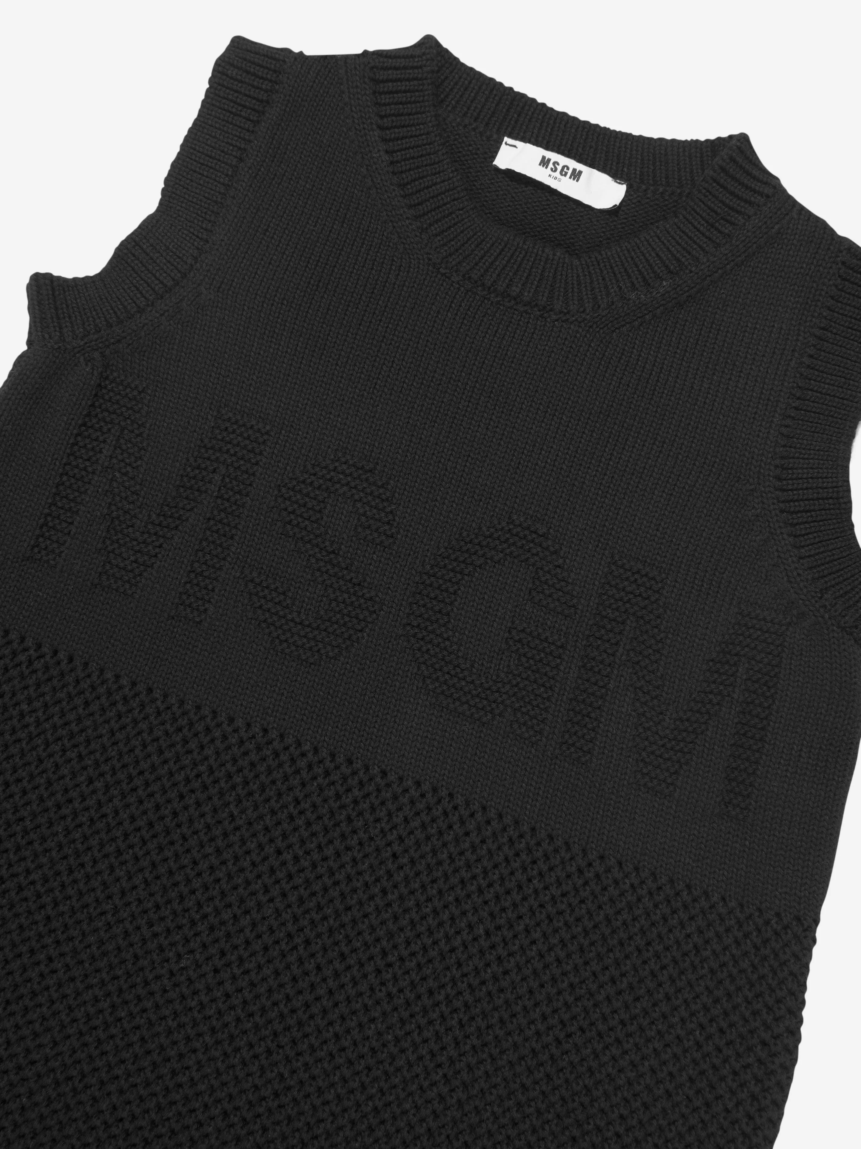 MSGM Mädchen Tank Top Logo Kleid in Schwarz