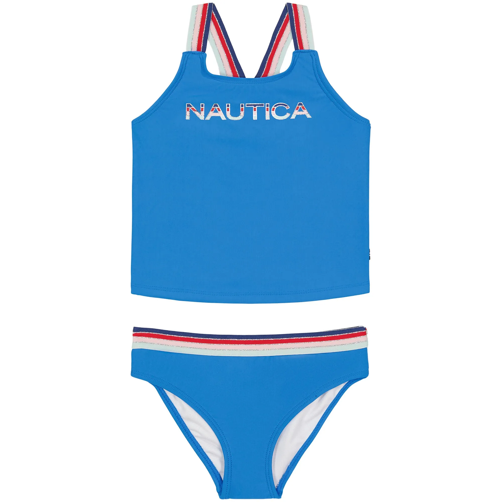 Nautica Mädchen Mehrfarbiges Gestreiftes Logo und Träger-Tankini (8-16) Surf Wasserwäsche Nautica