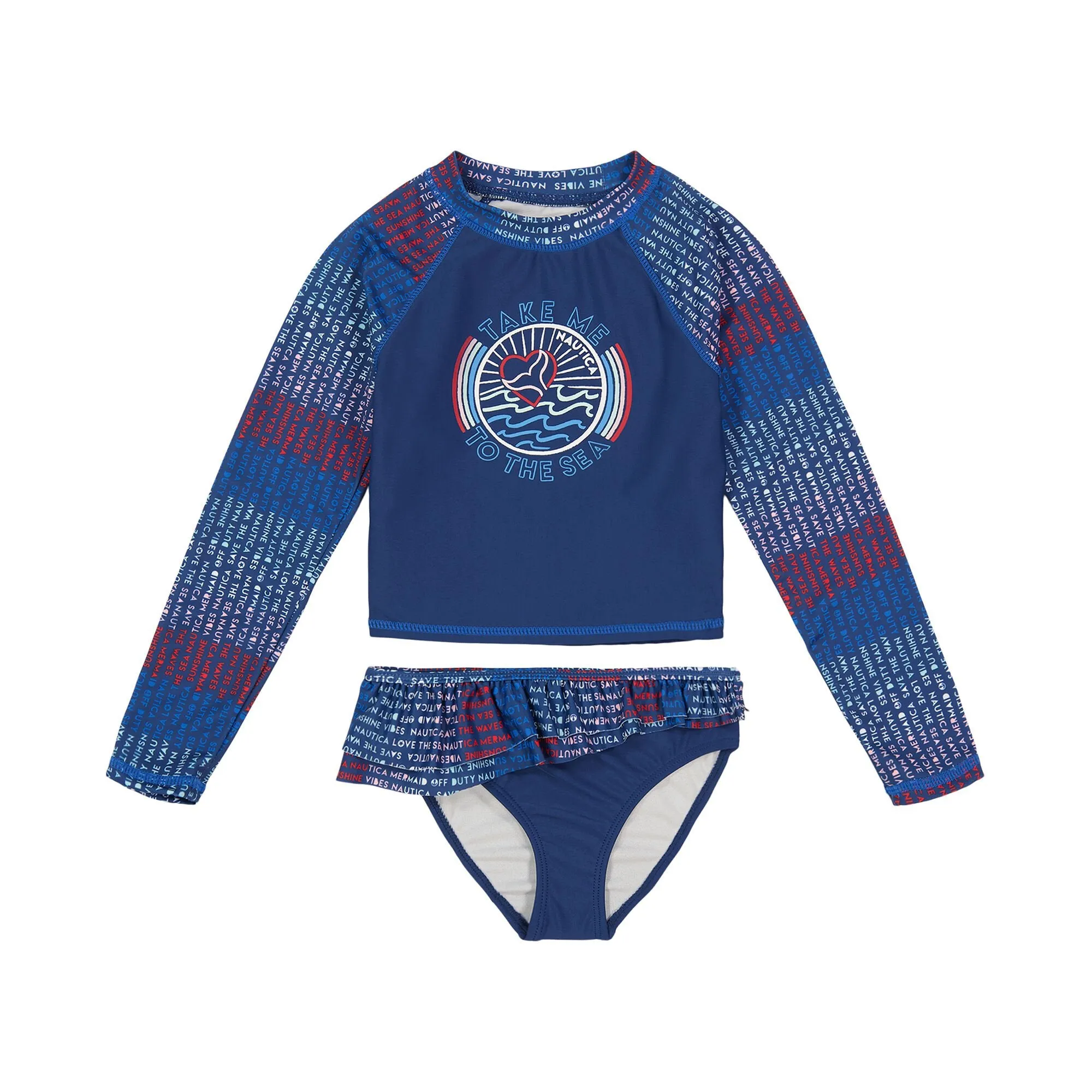 Nautica Mädchen Gestreifter Rashguard-Set (7-16) Tropenwelle Nautica
